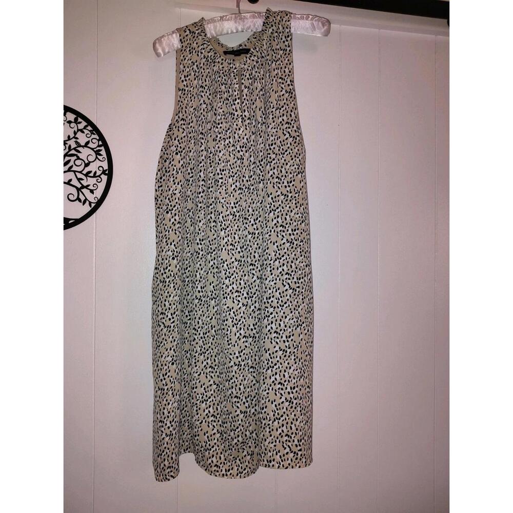Banana Republic Sleeveless Animal Print Pintuck Shift Dress Women's Size 12